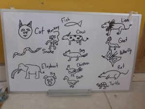I got to practice my drawing skills when we learned about animals in English.