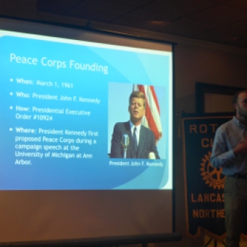 Talking about the founding of Peace Corps to a Rotary club